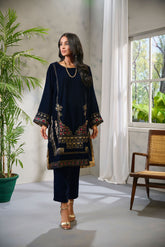 DA-1673 BLUE EMBROIDERED KURTA